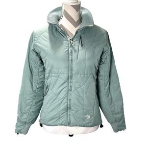 Mountain Hardwear Women's Reversible Puffer Jacket Quilted Zip Up Teal Cream M